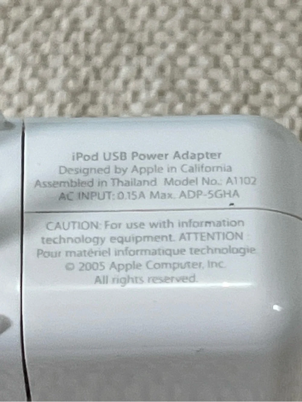 Used Apple A1102 Firewire iPod Power Adapter Charger For iPod Classic 1st 2ndGen